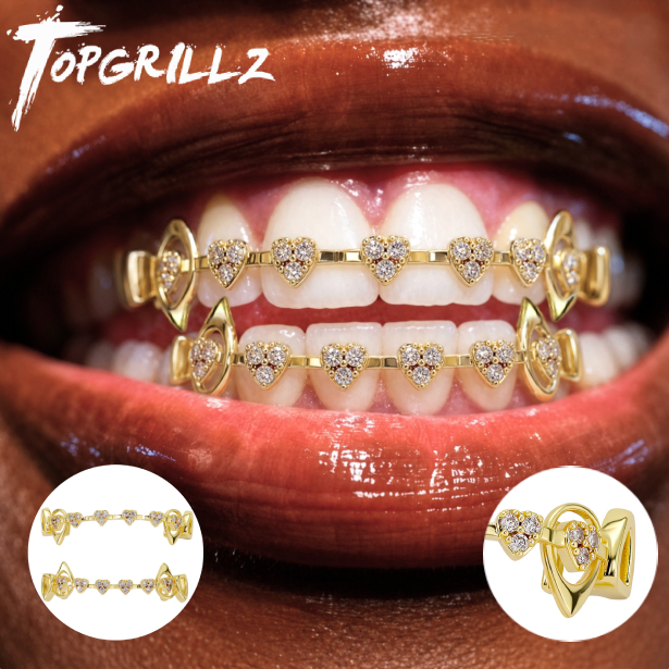 Body Jewelry Lot - TOPGRILLZ Zestaw Grillz z Wydrążonymi Sercami