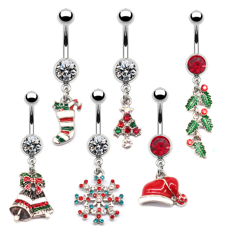 Body Jewelry Factory - Świąteczny Pierścień do Pępka dla Kobiet,
