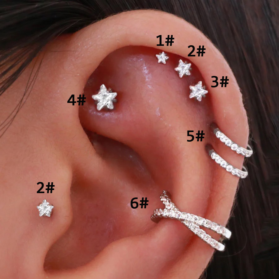 Body Jewelry Trend - Helix Piercing Star kolczyki kobiety 1
