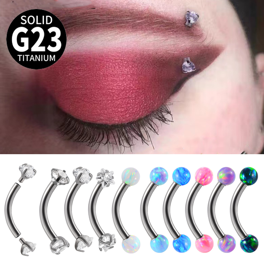 Rook Curved Barbell - 1PC G23 Titanium CZ Wewnętrznie gwintowany