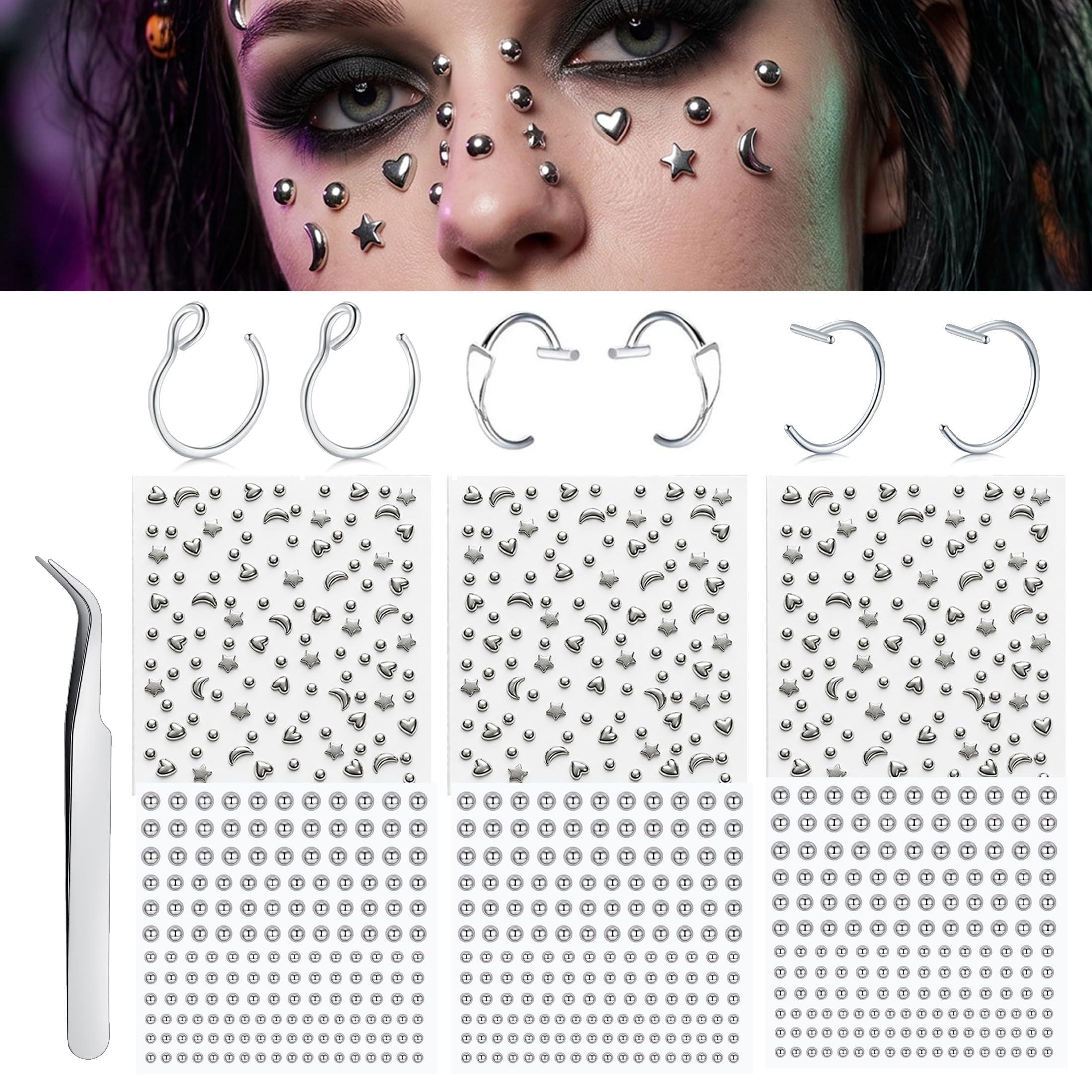 Body Jewelry Nose Studs - Sztuczne kolczyki, naklejane kuleczki na nos,