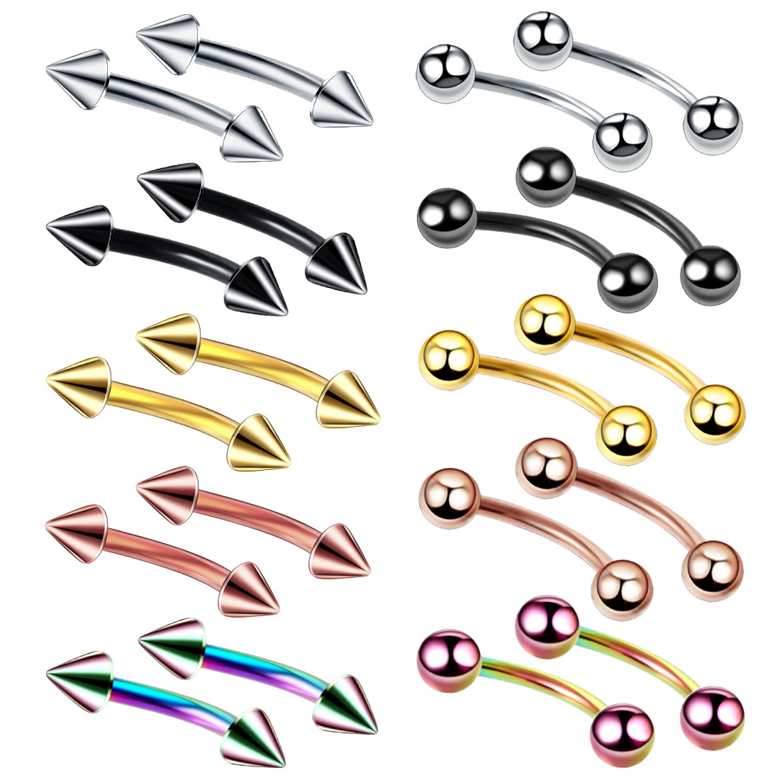 Rook Curved Barbell - 20 sztuk/zestaw stali nierdzewnej do brwi