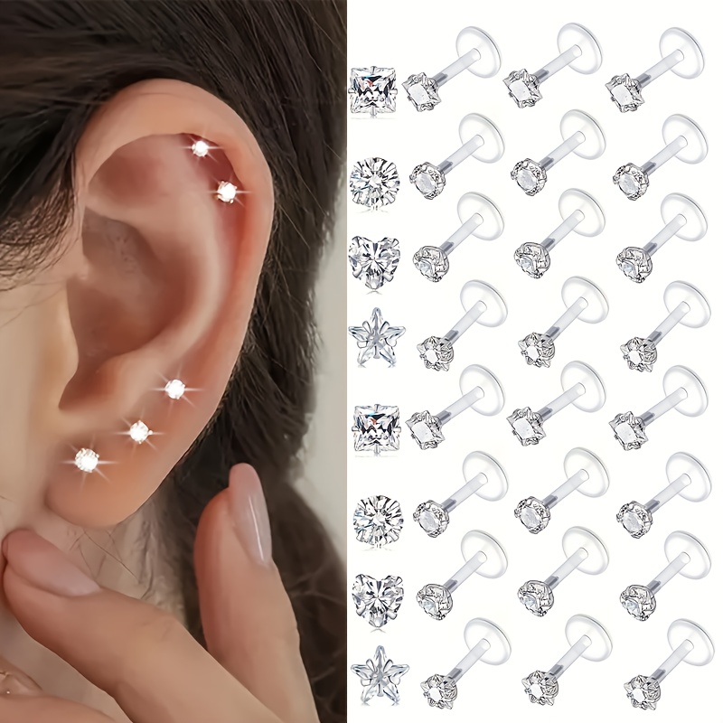 Helix Cartilage Ring - 9 szt. Przezroczyste kolczyki do ust,