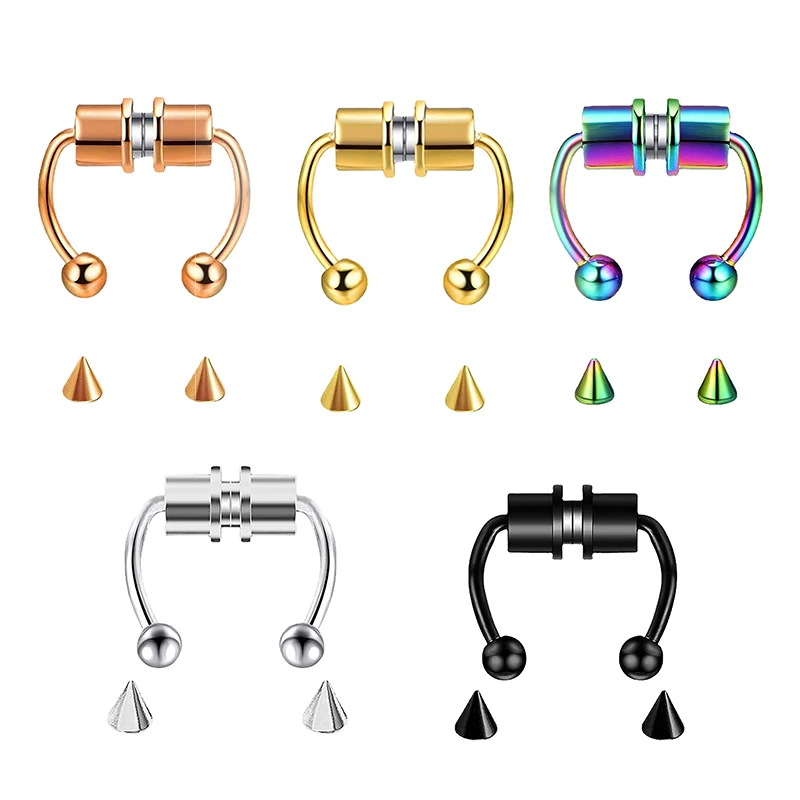 Body Jewelry Nose Studs - Fałszywy piercing Pierścionek do nosa Hoop
