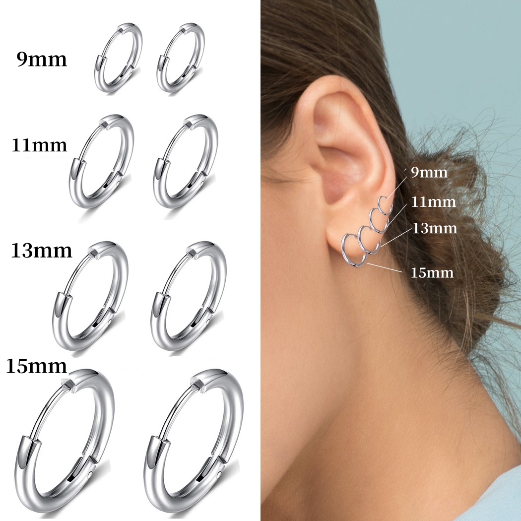 Helix Cartilage Ring - 9/11/13/15/20/25mm Solidny srebrny kolor Okrągłe kółko