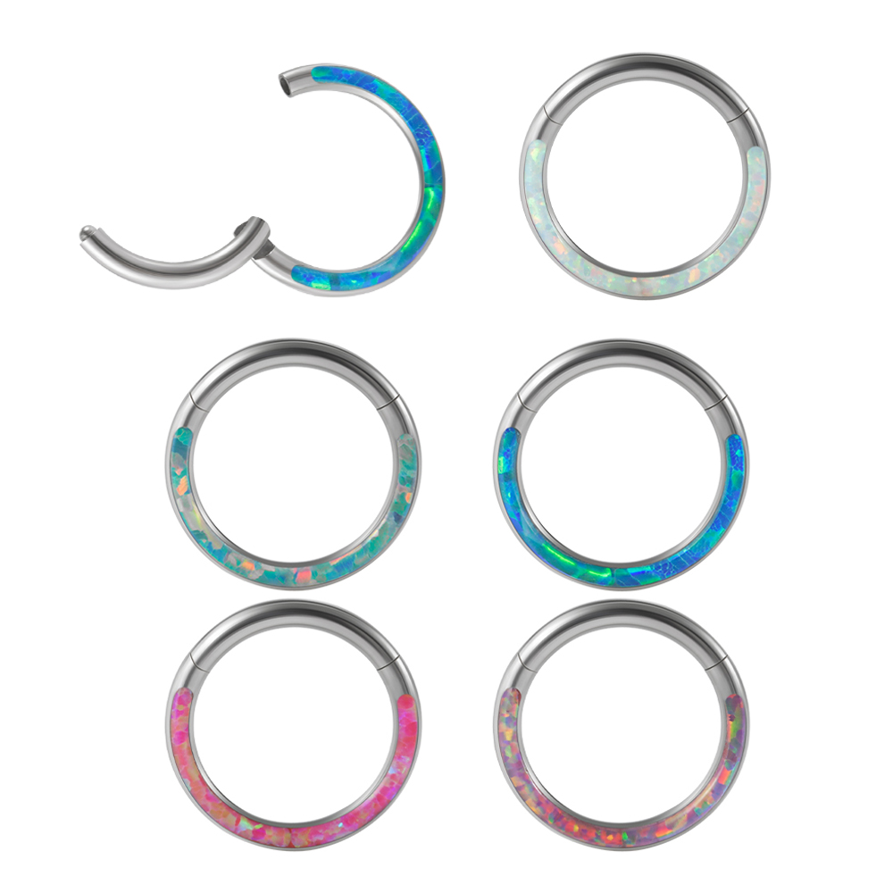 Body Jewelry Quality - 1PC stal chirurgiczna Opal zawiasowy Clicker