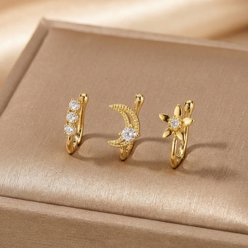 Body Jewelry Lot - 3-częściowy zestaw retro klipsów na nos