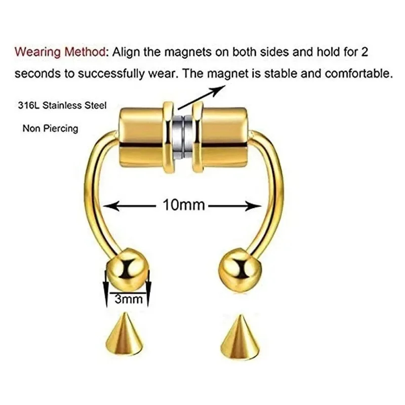 1/2/3 szt. Sztuczne magnetyczn – Body Jewelry Nose Studs recenzja i cena