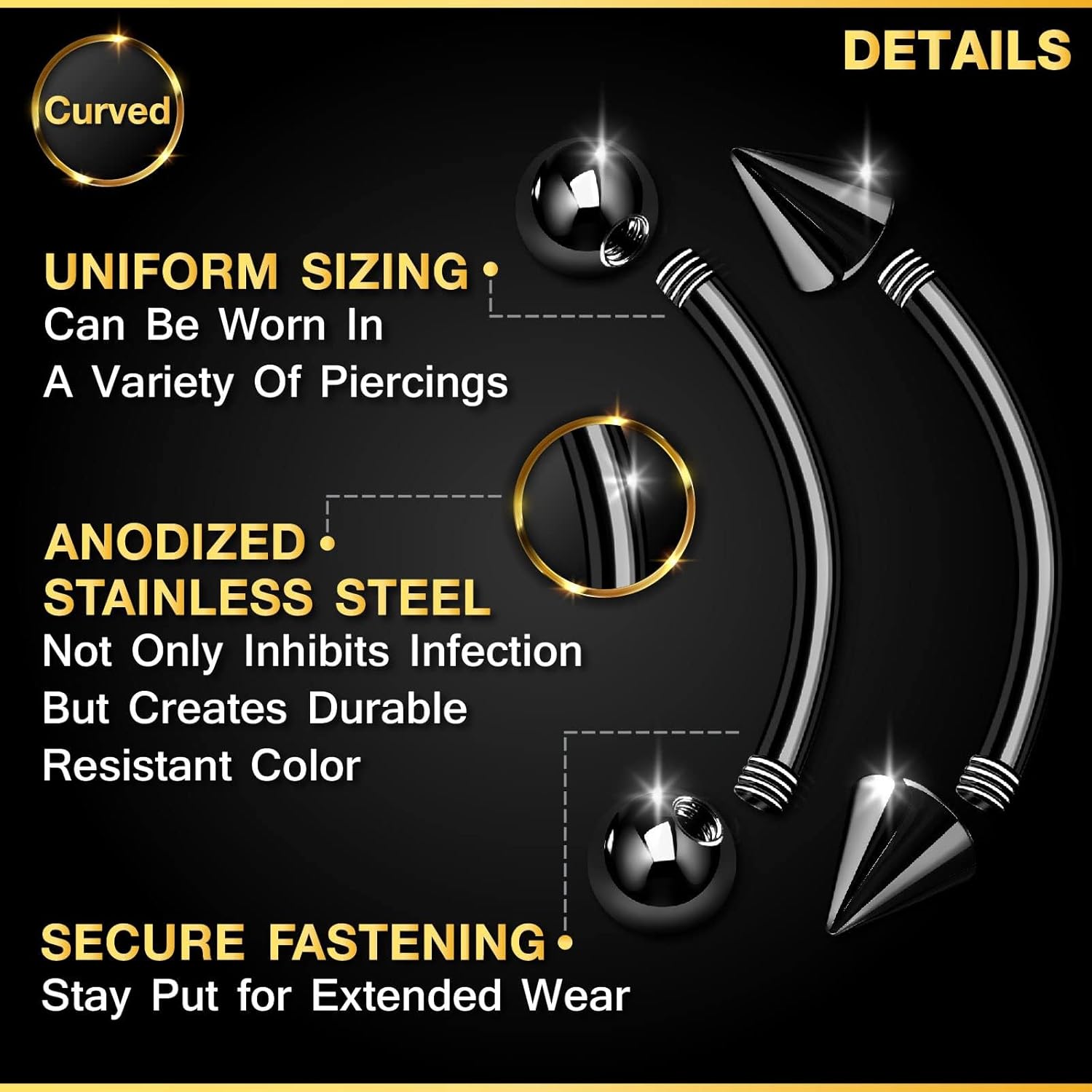 32 szt./zestaw Kolczyki ze sta – Rook Curved Barbell recenzja i cena