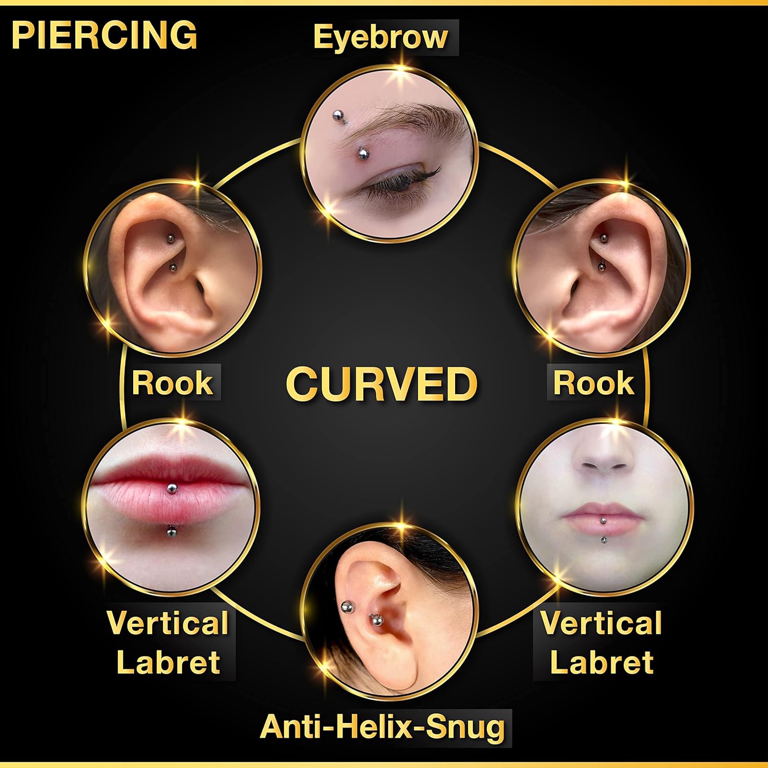 32 szt./zestaw Kolczyki ze sta – Rook Curved Barbell recenzja i cena