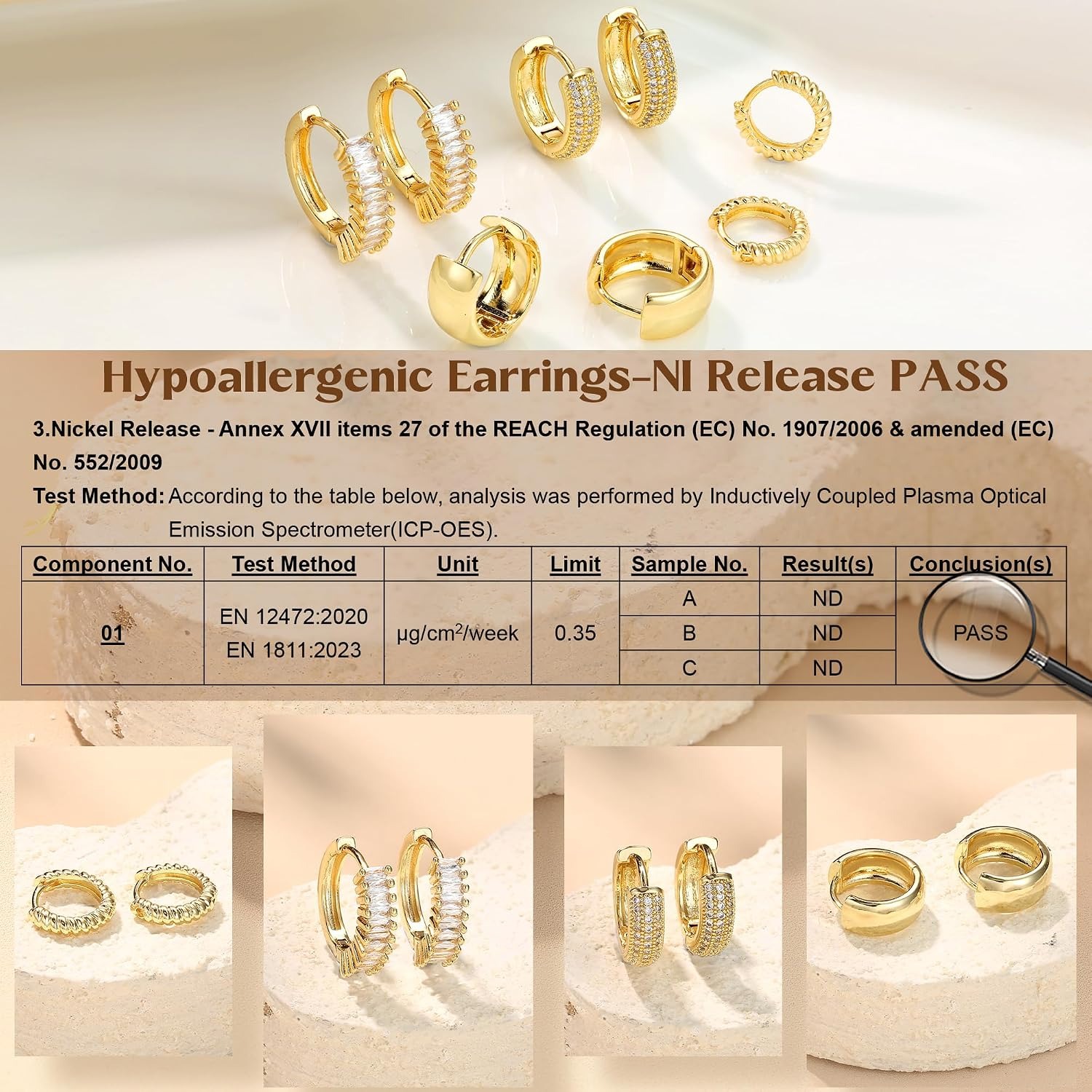 ORAZIO 4 Pary Pozłacanych 14K  – Body Jewelry Trend recenzja i cena